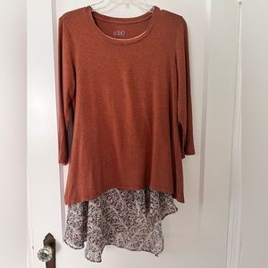 LOGO by Lori Goldstein Heathered Knit Top and Tank Twin Set Size Medium